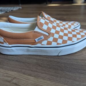 Women's Vans Cognac and White Checkered Sneakers